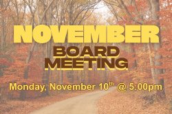 november board meeting graphic with autumn scenery